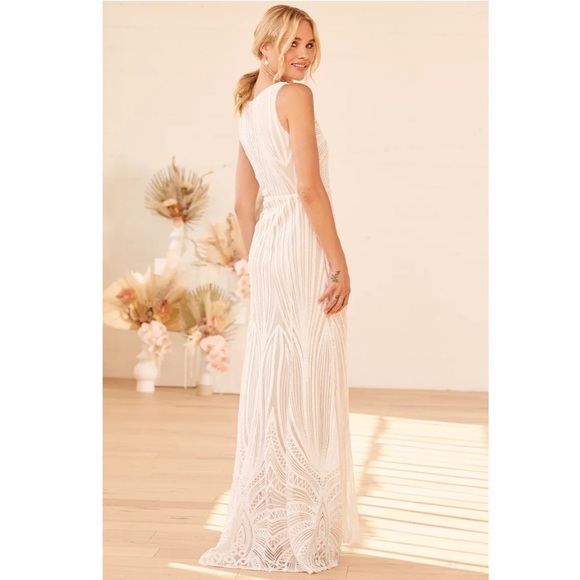 Lulus Splendorous Love white and Beige Sequin Maxi - Picture 5 of 8